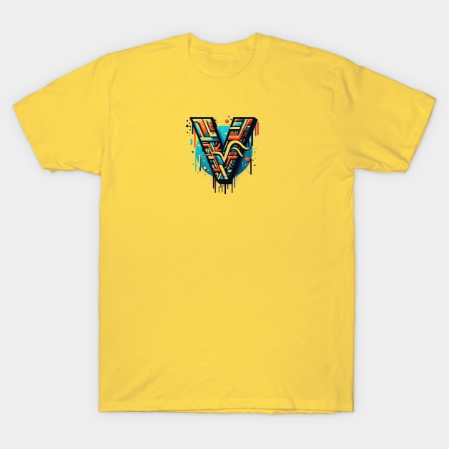 Letter V design graffity style T-Shirt by grappict